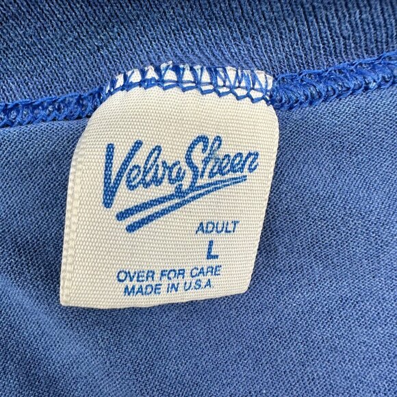 Vintage US Marine Corp T Shirt Large Velva Sheen USA Blue 80s Single Stitch READ - Picture 4 of 12